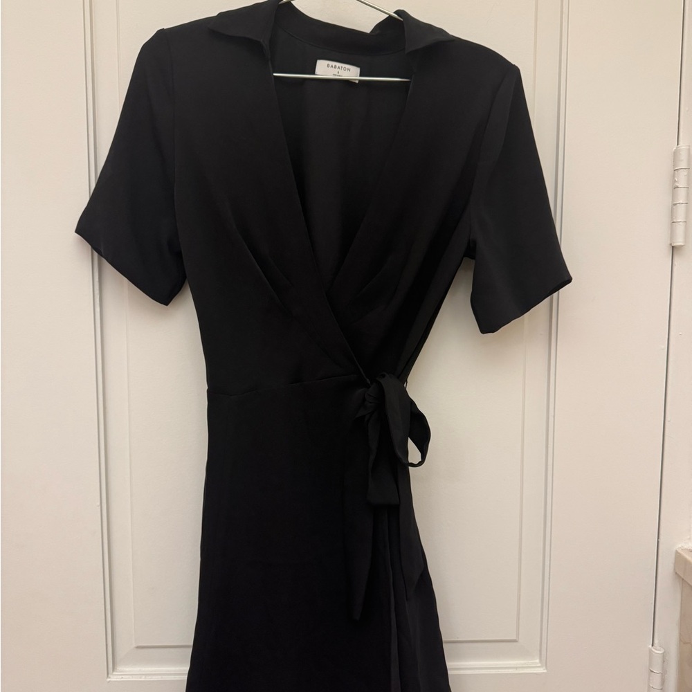 Aritzia Babaton Black Midi Wrap Dress